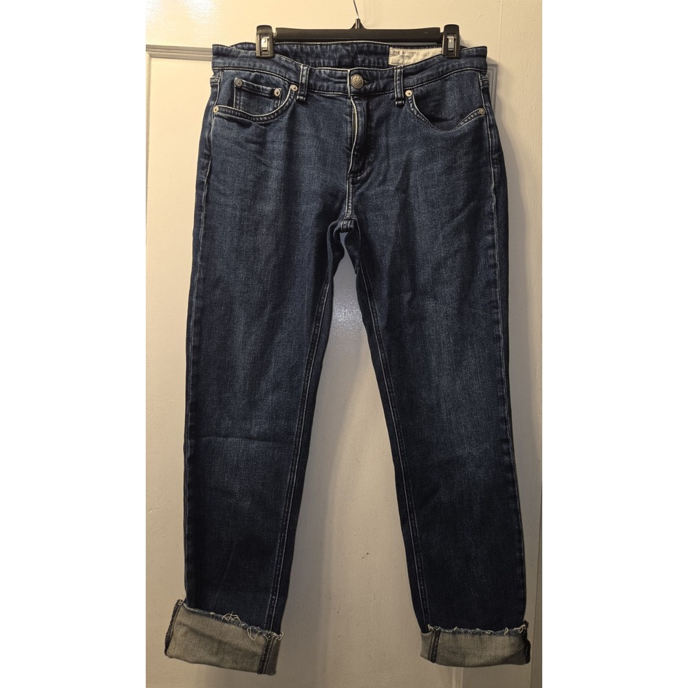 Rag & bone Ella Womens High Rise (altered) Cuffed Jeans Dark Wash Blue Denim 28